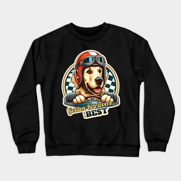 Golden Retriever car racer 2 Crewneck Sweatshirt by k9-tee